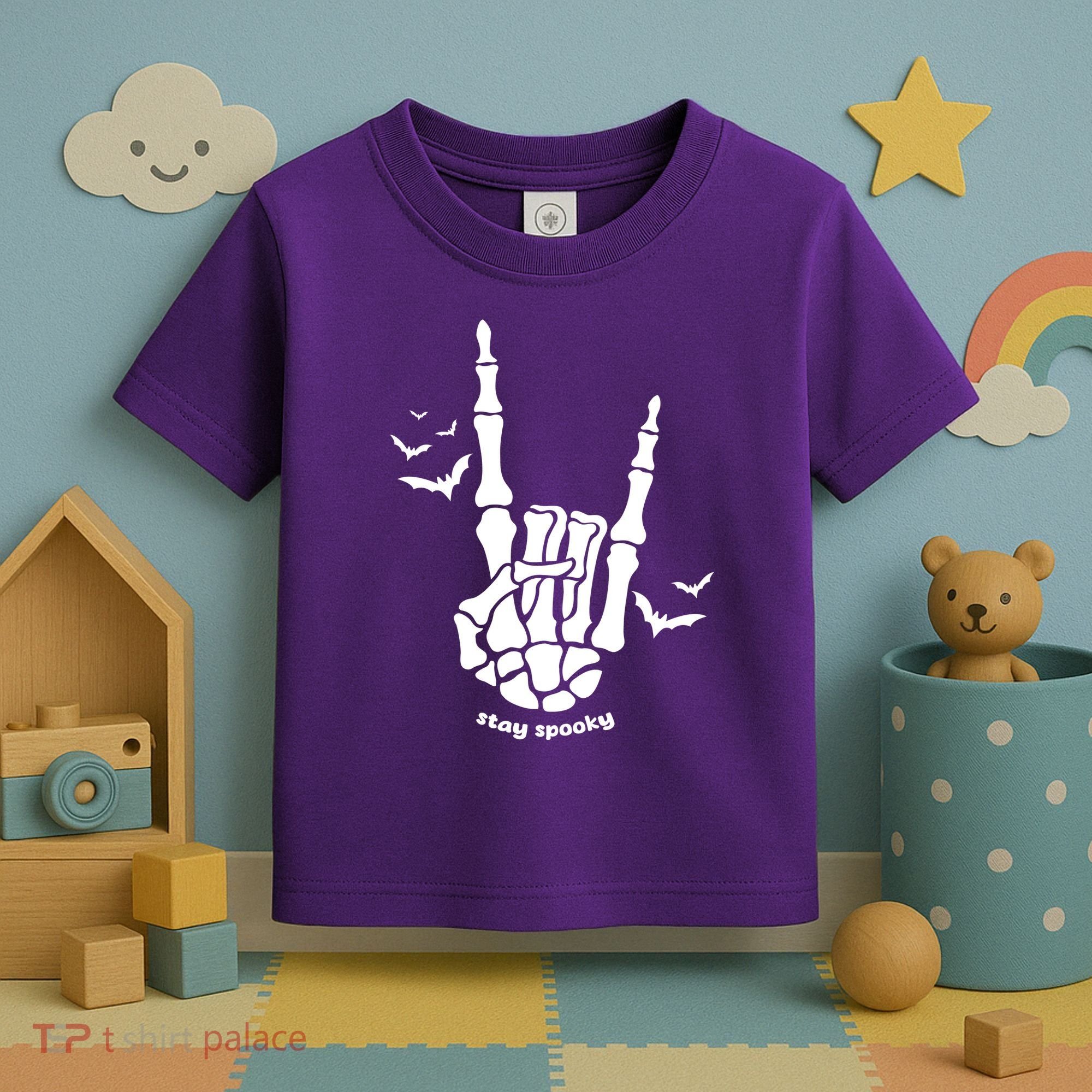 Stay Spooky Halloween Rock Skeleton Toddler T-Shirt