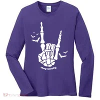 Stay Spooky Halloween Rock Skeleton Women's Long Sleeve Shirt thumb 0
