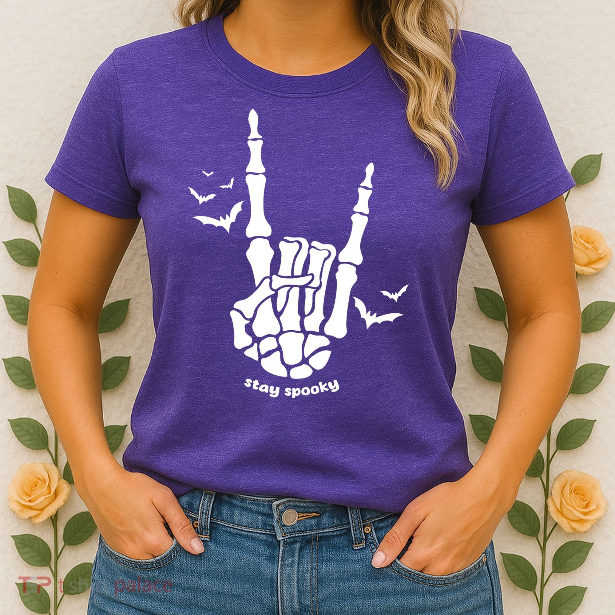 Stay Spooky Halloween Rock Skeleton Women's T-Shirt