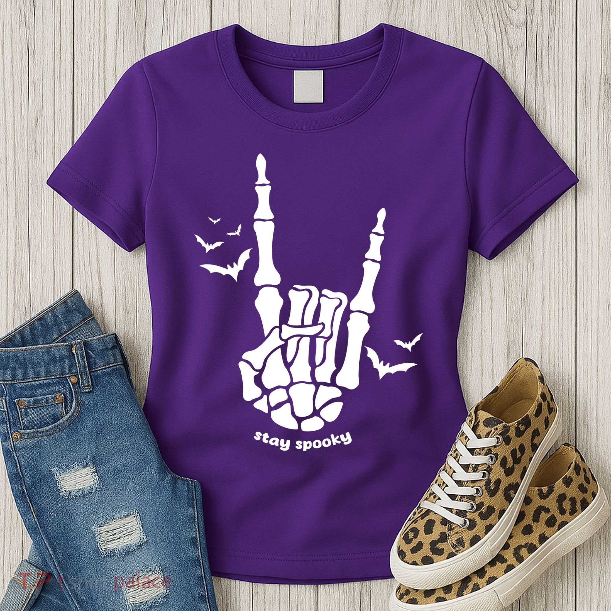 Stay Spooky Halloween Rock Skeleton Women's T-Shirt