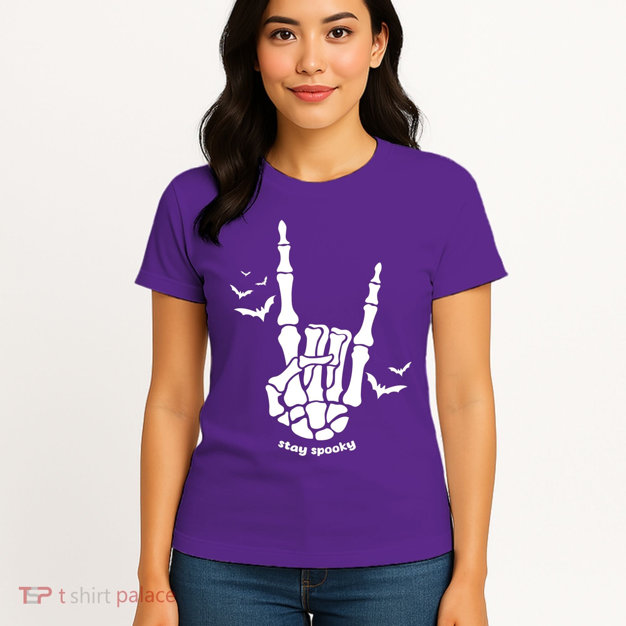Stay Spooky Halloween Rock Skeleton Women's T-Shirt