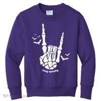 Stay Spooky Halloween Rock Skeleton Kids Sweatshirt thumb 0