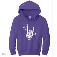Stay Spooky Halloween Rock Skeleton Kids Hoodie thumb 0