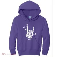 Stay Spooky Halloween Rock Skeleton Kids Hoodie thumb 0