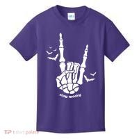 Stay Spooky Halloween Rock Skeleton Kids T-Shirt thumb 0