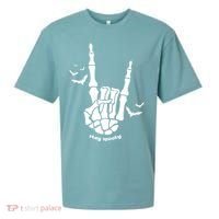 Stay Spooky Halloween Rock Skeleton Sueded Cloud Jersey T-Shirt thumb 0