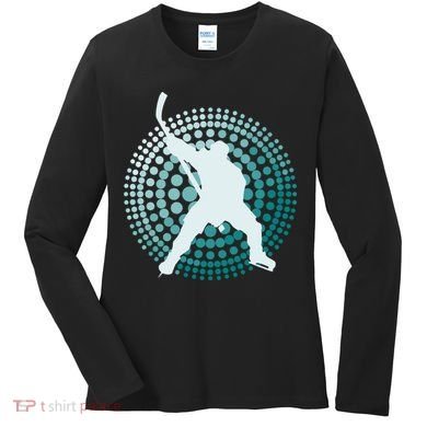 Slap Shot Hockey Lovers Spiral Design Women's Long Sleeve Shirt