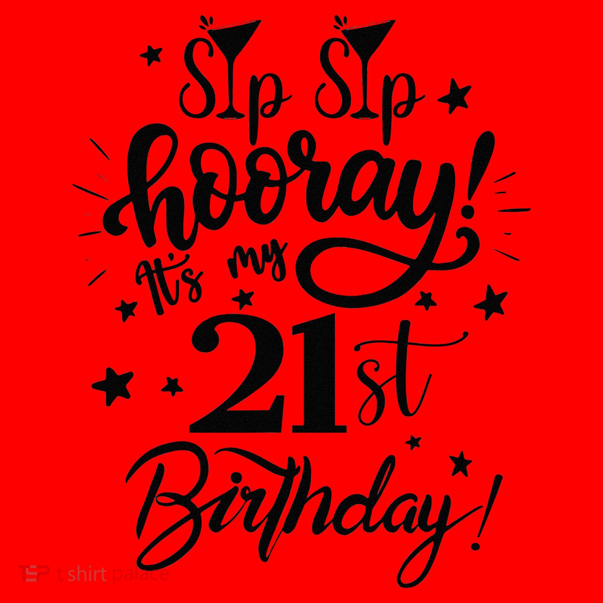 Sip Sip Hooray Its My 21st Birthday Women 21 Years Old Santa Hat