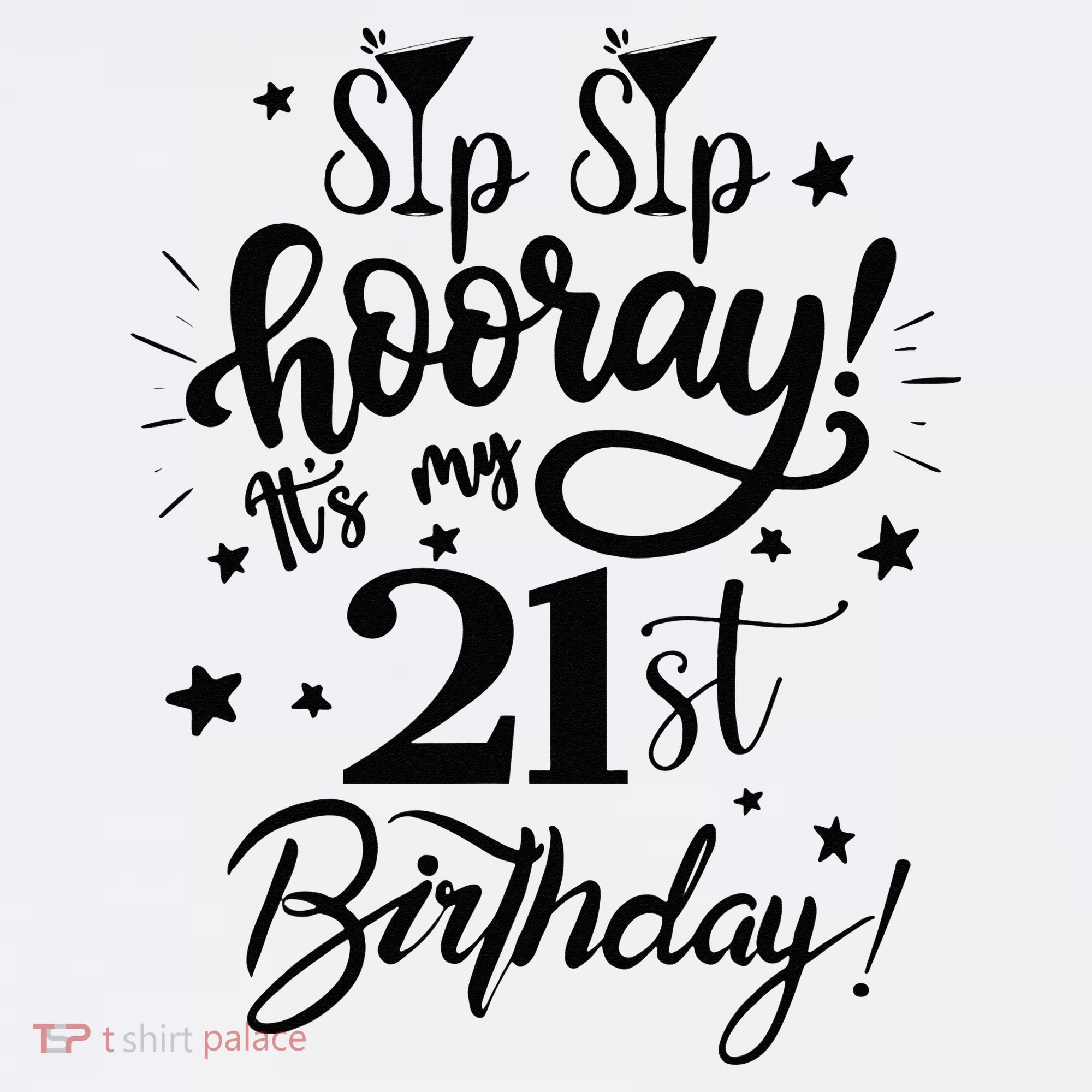 Sip Sip Hooray Its My 21st Birthday Women 21 Years Old T-Shirt