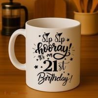 Sip Sip Hooray Its My 21st Birthday Women 21 Years Old Coffee Mug thumb 4