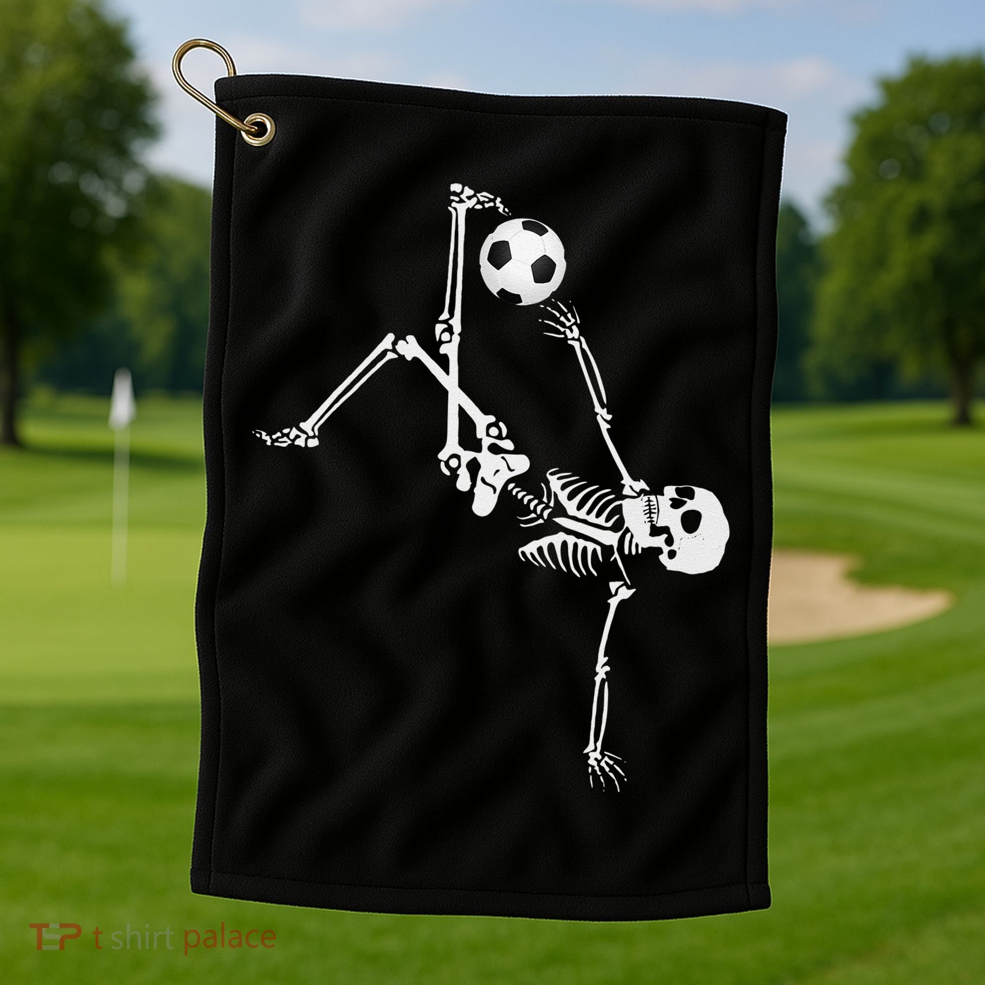 Soccer Skeleton Halloween Soccer Bicycle Kick Golf Towel
