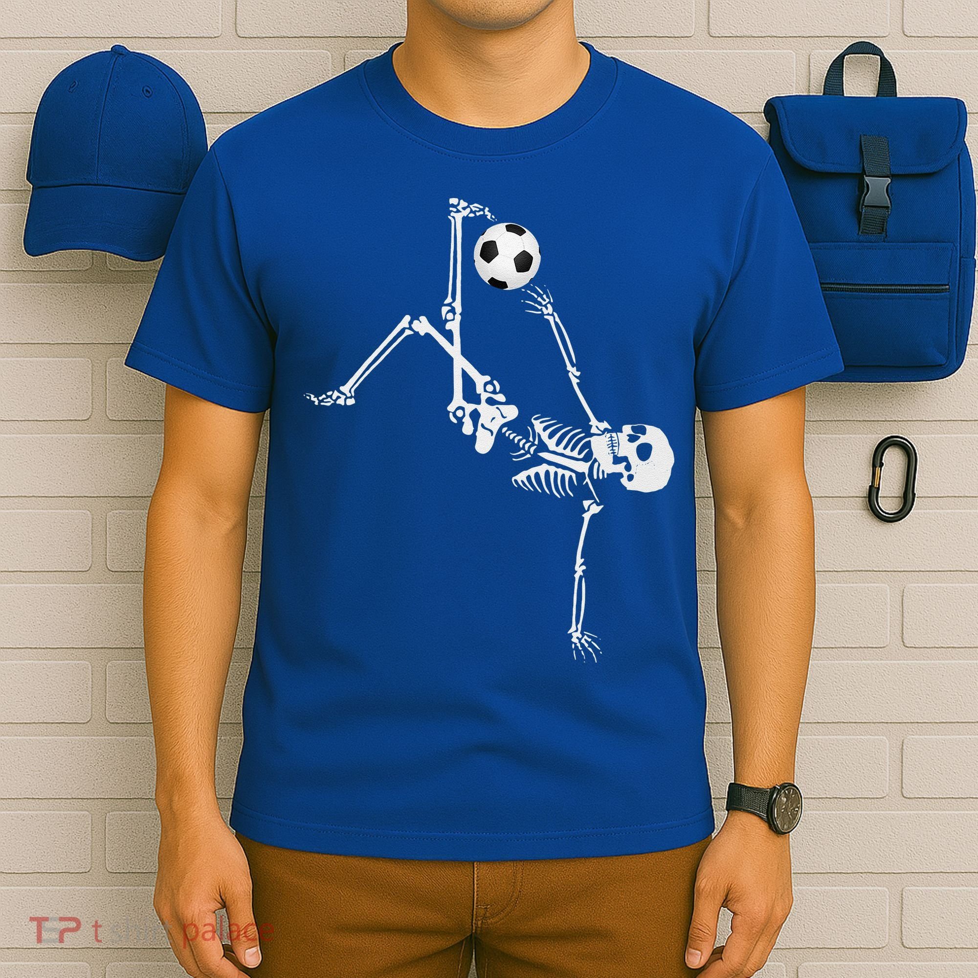 Soccer Skeleton Halloween Soccer Bicycle Kick T-Shirt