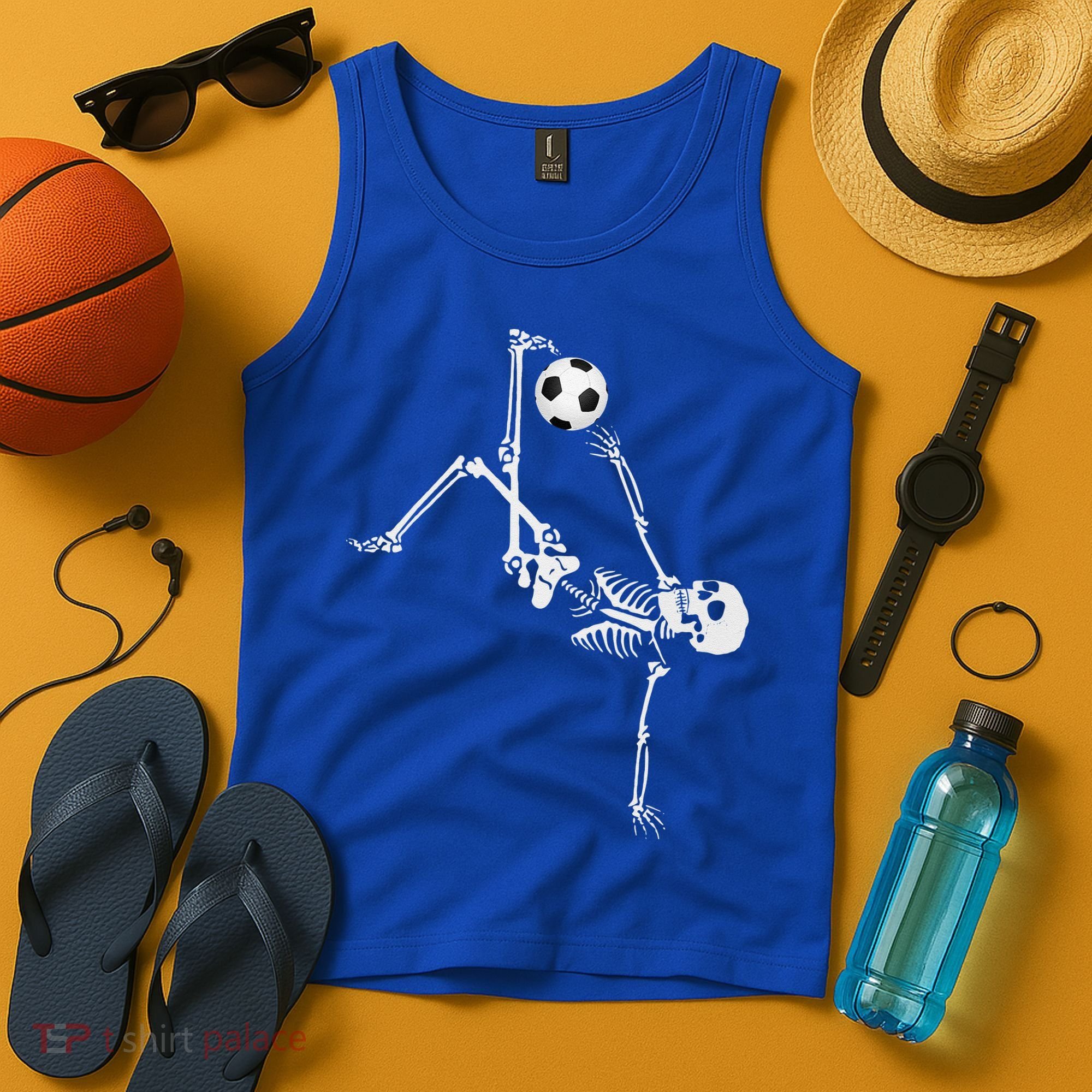 Soccer Skeleton Halloween Soccer Bicycle Kick Tank Top