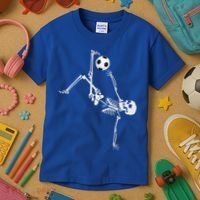 Soccer Skeleton Halloween Soccer Bicycle Kick Kids T-Shirt thumb 3