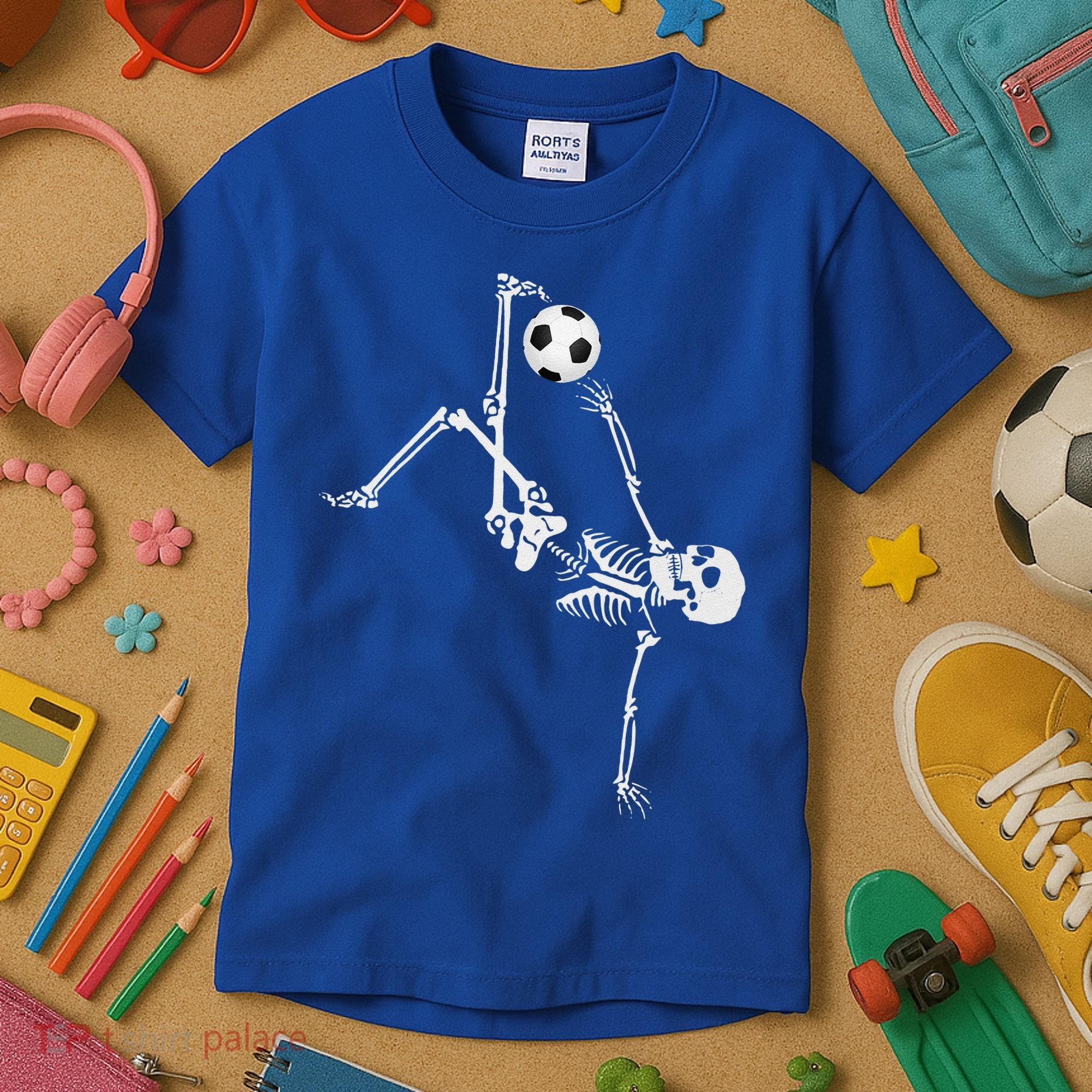 Soccer Skeleton Halloween Soccer Bicycle Kick Kids T-Shirt