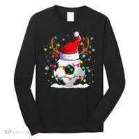 Soccer Santa Hat Reindeer Christmas Lights Funny Xmas Long Sleeve Shirt thumb 0
