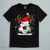Soccer Santa Hat Reindeer Christmas Lights Funny Xmas T-Shirt thumb 5