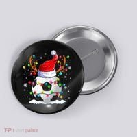 Soccer Santa Hat Reindeer Christmas Lights Funny Xmas Button thumb 0