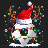 Soccer Santa Hat Reindeer Christmas Lights Funny Xmas Beanie thumb 2
