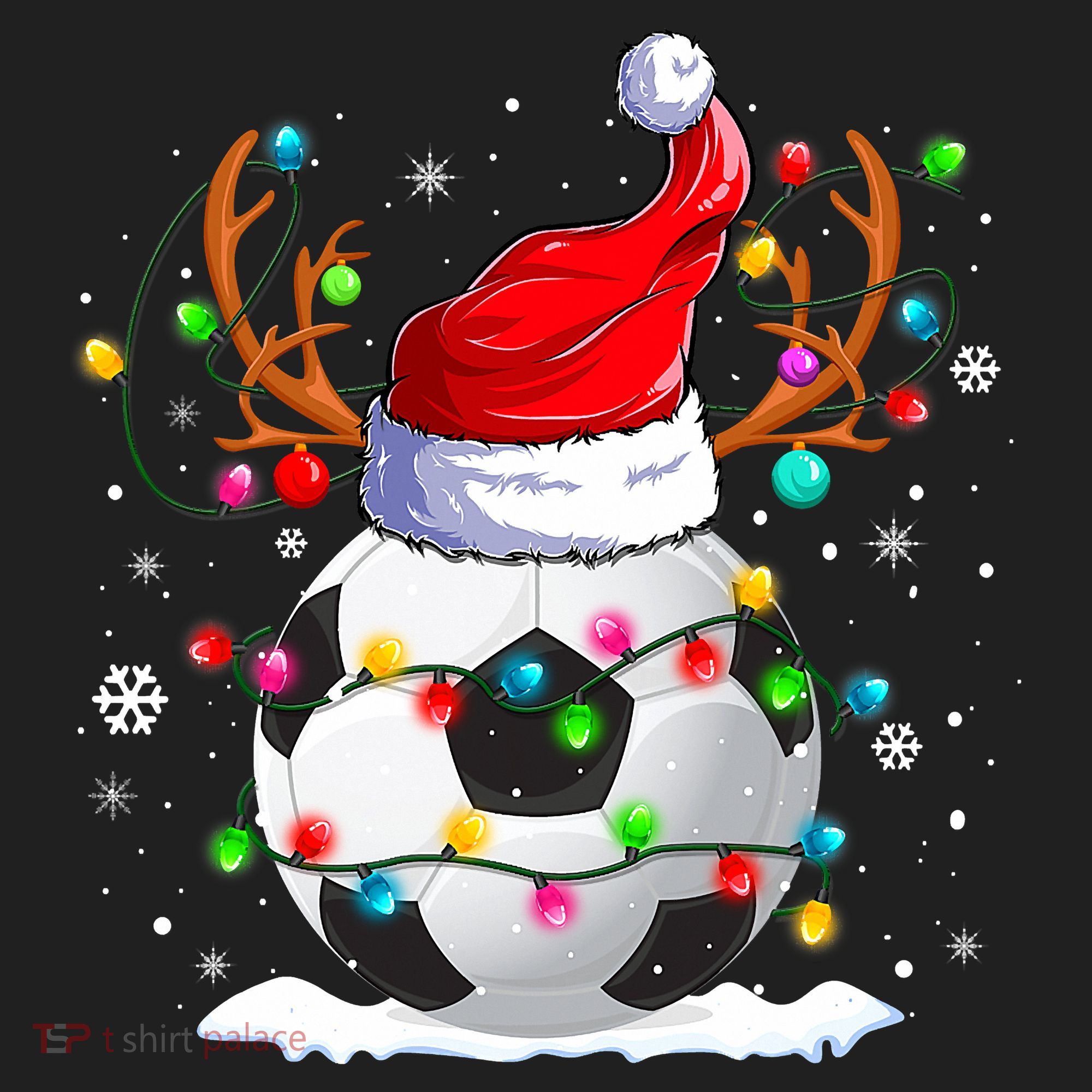 Soccer Santa Hat Reindeer Christmas Lights Funny Xmas Beanie