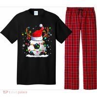 Soccer Santa Hat Reindeer Christmas Lights Funny Xmas Pajama Set thumb 0