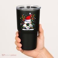 Soccer Santa Hat Reindeer Christmas Lights Funny Xmas Tumbler thumb 2