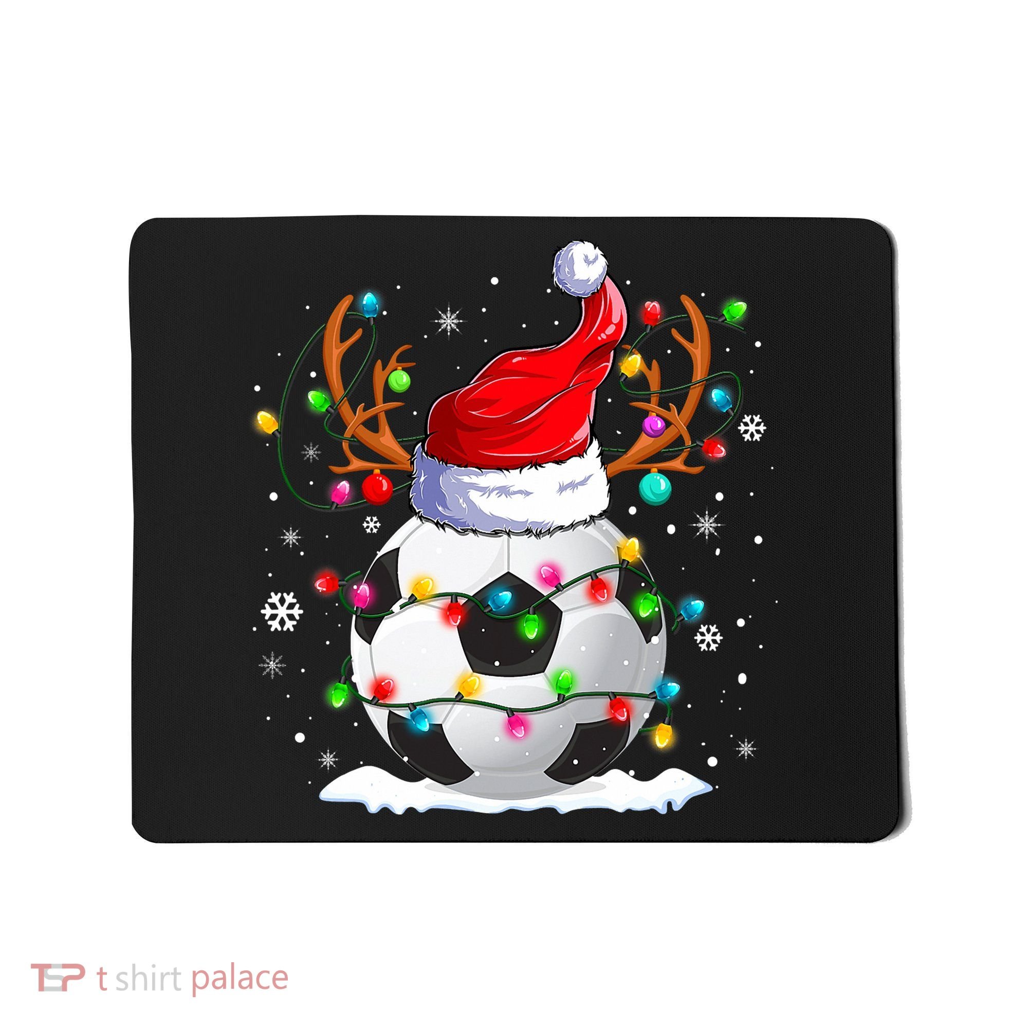 Soccer Santa Hat Reindeer Christmas Lights Funny Xmas Mousepad