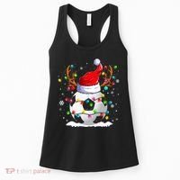 Soccer Santa Hat Reindeer Christmas Lights Funny Xmas Women's Tank Top thumb 0