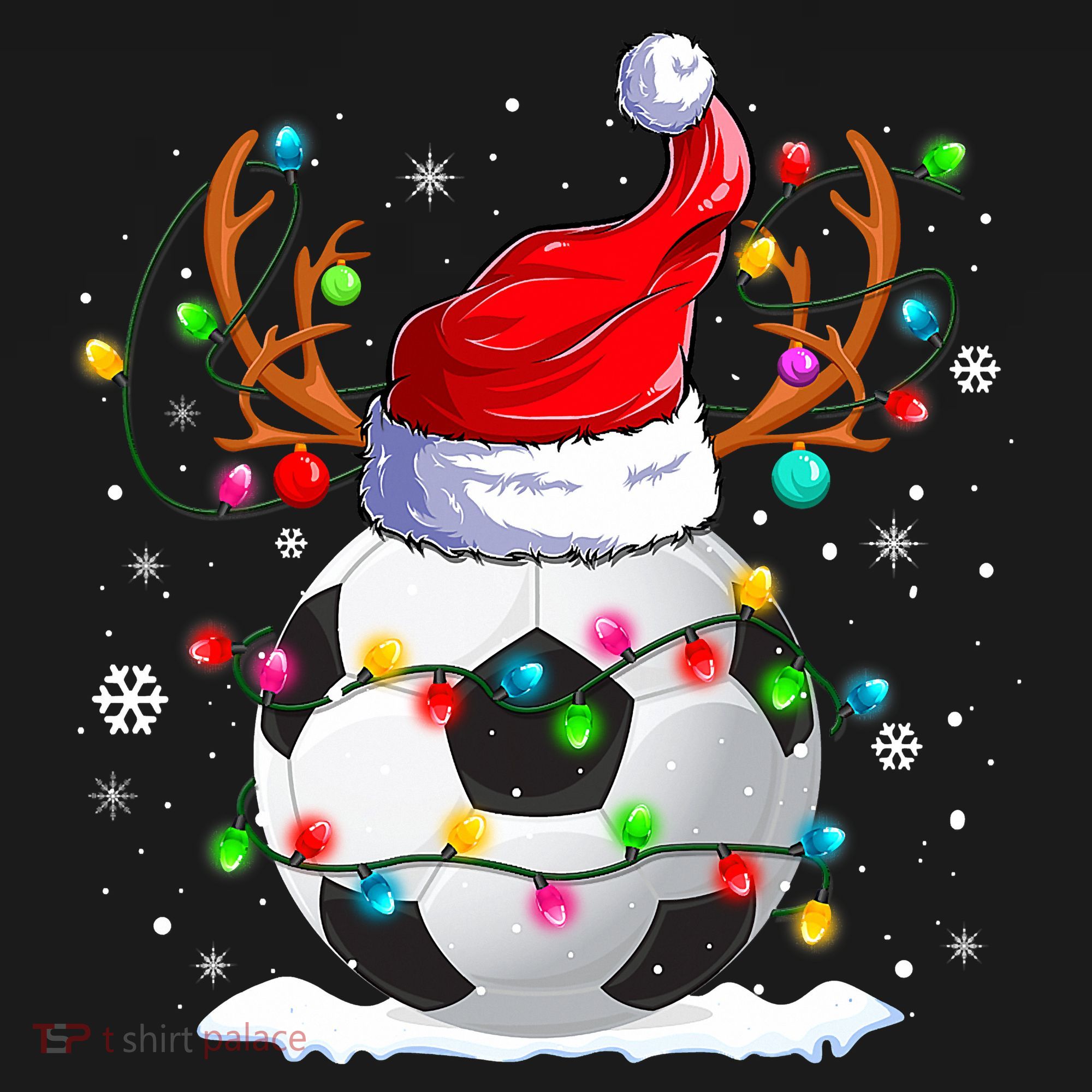 Soccer Santa Hat Reindeer Christmas Lights Funny Xmas Women's Tank Top