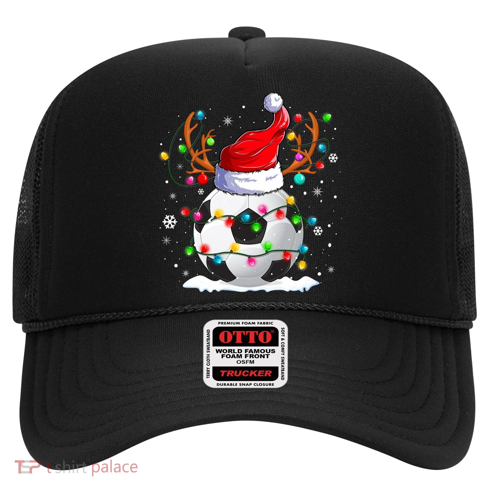 Soccer Santa Hat Reindeer Christmas Lights Funny Xmas Hat