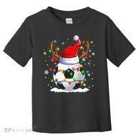 Soccer Santa Hat Reindeer Christmas Lights Funny Xmas Toddler T-Shirt thumb 0