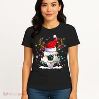 Soccer Santa Hat Reindeer Christmas Lights Funny Xmas Women's T-Shirt thumb 4
