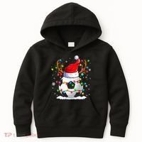 Soccer Santa Hat Reindeer Christmas Lights Funny Xmas Kids Hoodie thumb 0