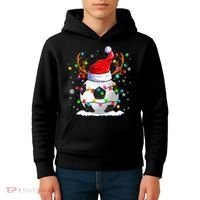 Soccer Santa Hat Reindeer Christmas Lights Funny Xmas Kids Hoodie thumb 4