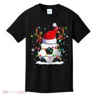 Soccer Santa Hat Reindeer Christmas Lights Funny Xmas Kids T-Shirt thumb 0