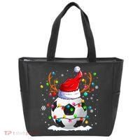 Soccer Santa Hat Reindeer Christmas Lights Funny Xmas Tote Bag thumb 0