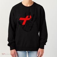 Stop Stigma Hiv Aids Awareness Month Handprint Red Ribbon Women's Sweatshirt thumb 0