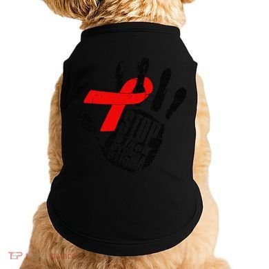 Stop Stigma Hiv Aids Awareness Month Handprint Red Ribbon Doggie Tank