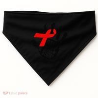 Stop Stigma Hiv Aids Awareness Month Handprint Red Ribbon USA-Made Doggie Bandana thumb 0
