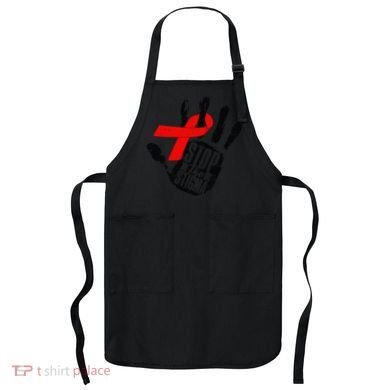 Stop Stigma Hiv Aids Awareness Month Handprint Red Ribbon Apron