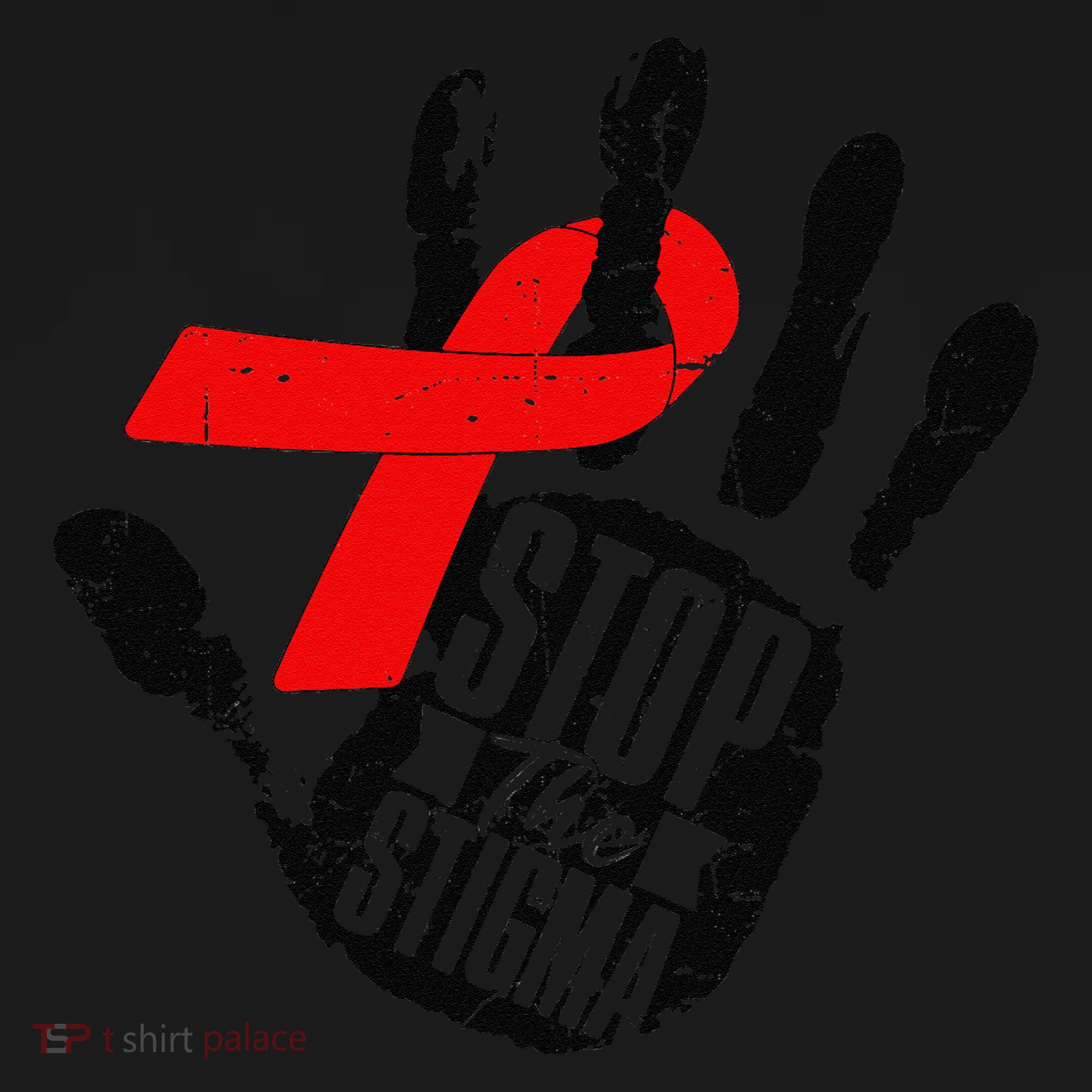 Stop Stigma Hiv Aids Awareness Month Handprint Red Ribbon Apron