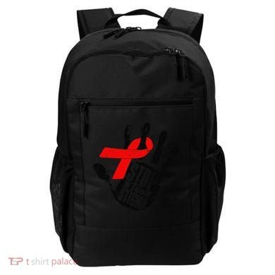 Stop Stigma Hiv Aids Awareness Month Handprint Red Ribbon Backpack