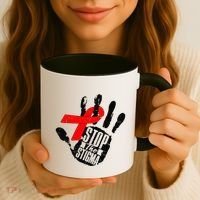 Stop Stigma Hiv Aids Awareness Month Handprint Red Ribbon Coffee Mug thumb 3