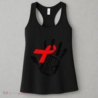 Stop Stigma Hiv Aids Awareness Month Handprint Red Ribbon Women's Tank Top thumb 3