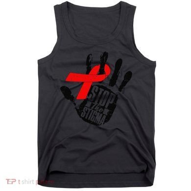 Stop Stigma Hiv Aids Awareness Month Handprint Red Ribbon Tank Top