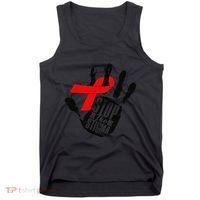 Stop Stigma Hiv Aids Awareness Month Handprint Red Ribbon Tank Top thumb 0