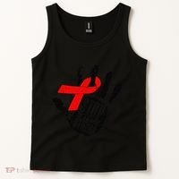 Stop Stigma Hiv Aids Awareness Month Handprint Red Ribbon Tank Top thumb 2