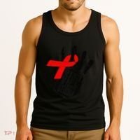 Stop Stigma Hiv Aids Awareness Month Handprint Red Ribbon Tank Top thumb 3