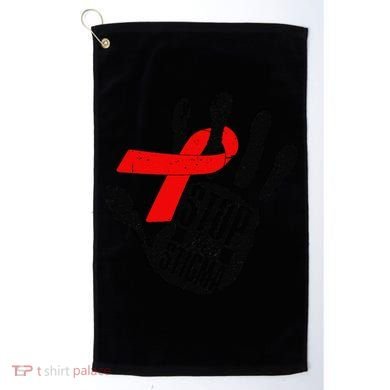 Stop Stigma Hiv Aids Awareness Month Handprint Red Ribbon Golf Towel