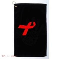 Stop Stigma Hiv Aids Awareness Month Handprint Red Ribbon Golf Towel thumb 0